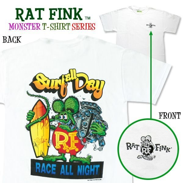 Rat Fink Monster T-Shirt  Surf all Day