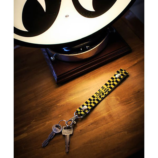 MOONEYES MOON Checker Key Hook KEY CHAIN KEY RING YELLOW